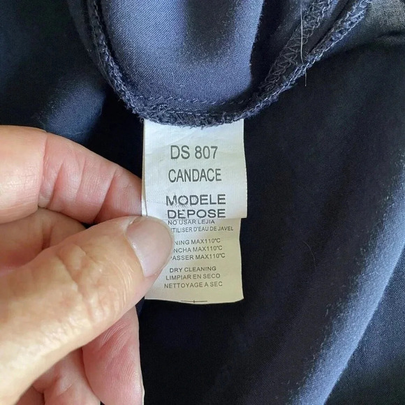 ORFEO Paris Women’s Maxi Dress Medium Navy Blue Sheer Cover Up Long Sleeve Beach - Picture 8 of 12